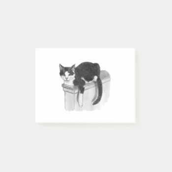 Cat Lounging On Ledge Black And White Cat Post-it Notes by joyart at Zazzle