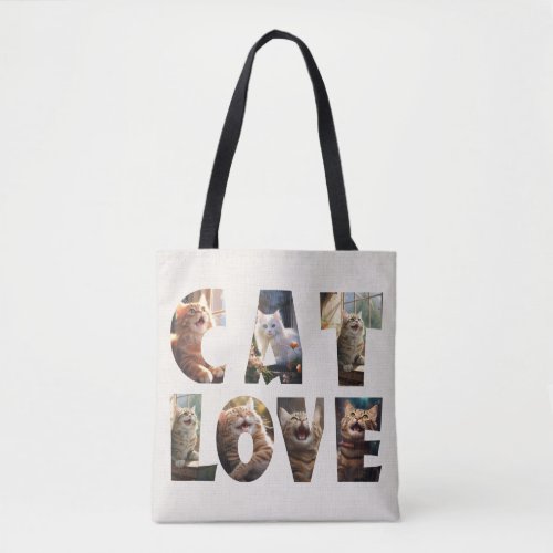 Cat Love Baige i Cut Out Photos Tote Bag