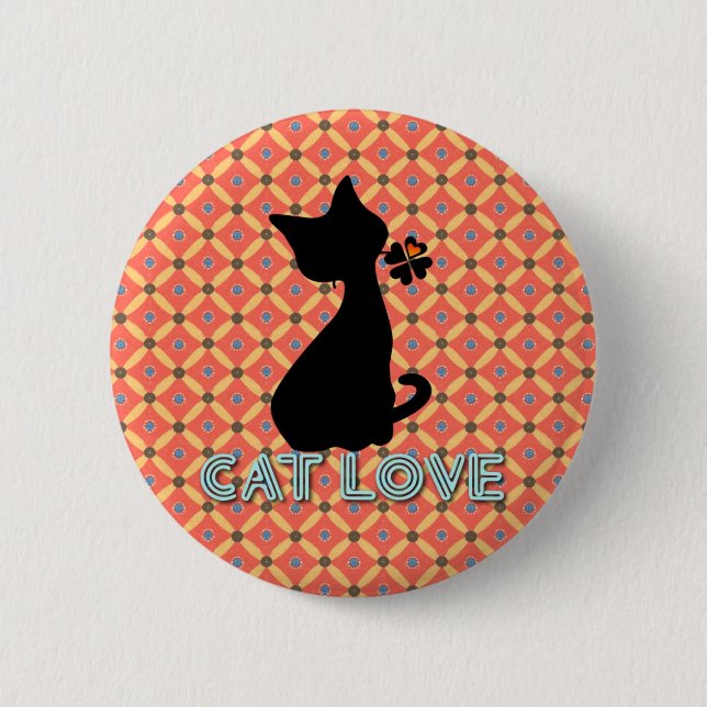 Cat Love Botton Pinback Button (Front)