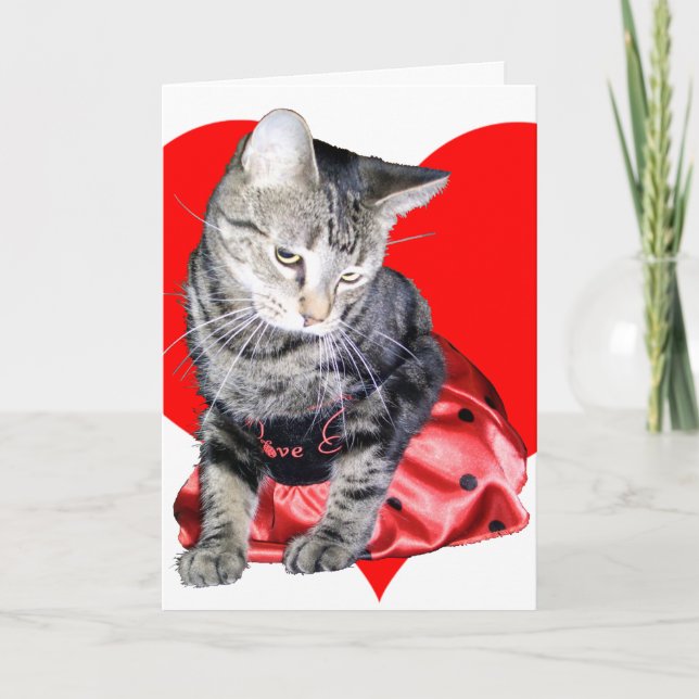 Cat "Love Bug" Valentine's Day car... - Customized Holiday Card (Front)