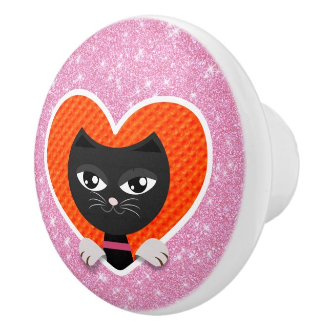 Cat Love Ceramic Knob (Right)
