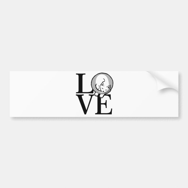 Cat Love Click to Customize Background Color Bumper Sticker (Front)