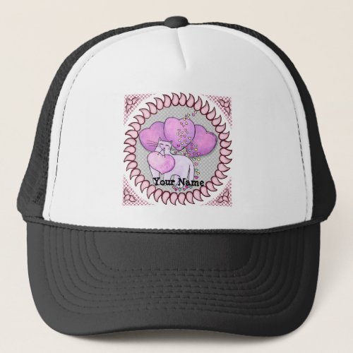 Cat Love Heart  custom name hat