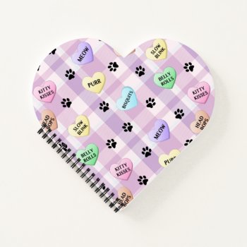 Cat Love Hearts Paw Prints Spiral Heart Notebook by xgdesignsnyc at Zazzle