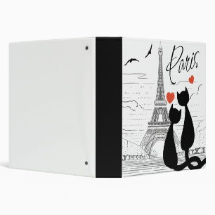 Cat love in Paris 3 Ring Binder