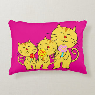 Cat Love Lollipop Pillow Pink Blue