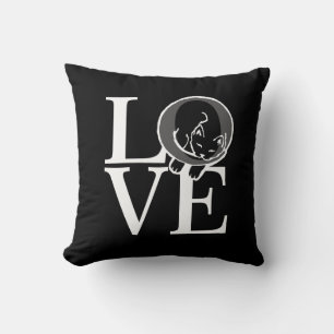 Cat Love on Black Decor Throw Pillow