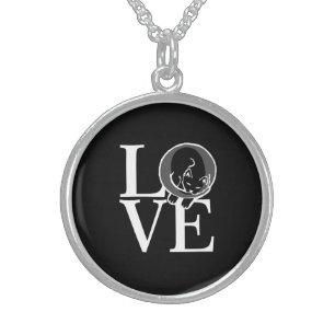 Cat Love on Black Sterling Silver Necklace