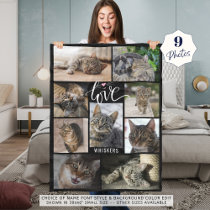 Cat LOVE Photo Collage Whiskers Name Fleece Blanket