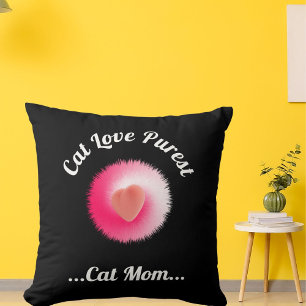 Cat Love Purest Personalize Cute Funny Quote Black Throw Pillow