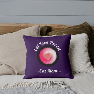 Cat Love Purest Personalized Funny Quote Purple Throw Pillow