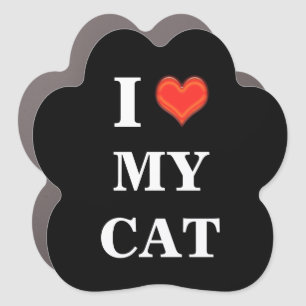 Cat love red heart I love my cat Car Magnet