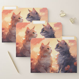Cat Love Romance Watercolor Whispers File Folder