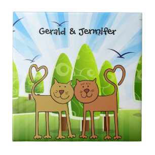 Cat Love trivet/tile template, ready to customize Tile