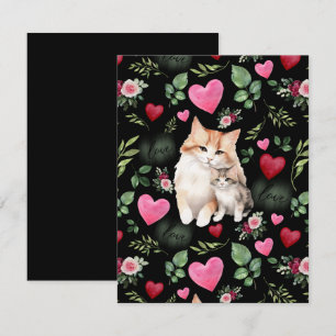 Cat Love Valentine’s Day Card in Black