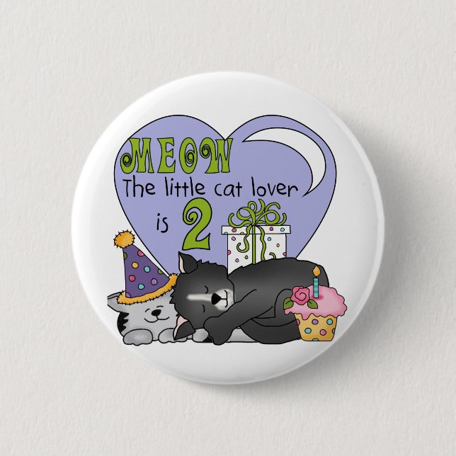 Cat Lover 2nd Birthday Tshirts and Gifts Pinback Button (Front)