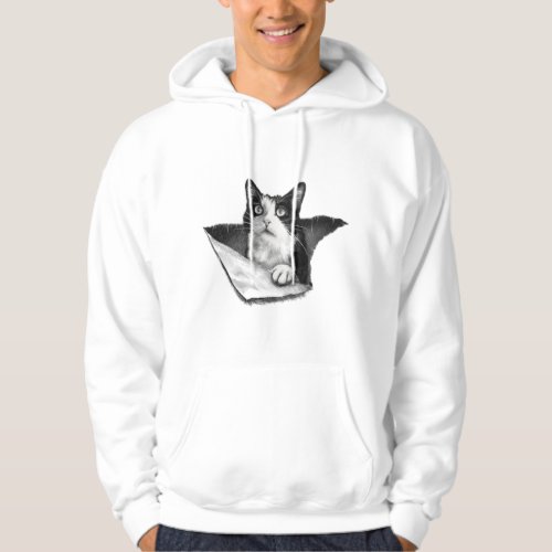 Cat Lover 3D Tuxedo Kitten Black and White Men Hoodie