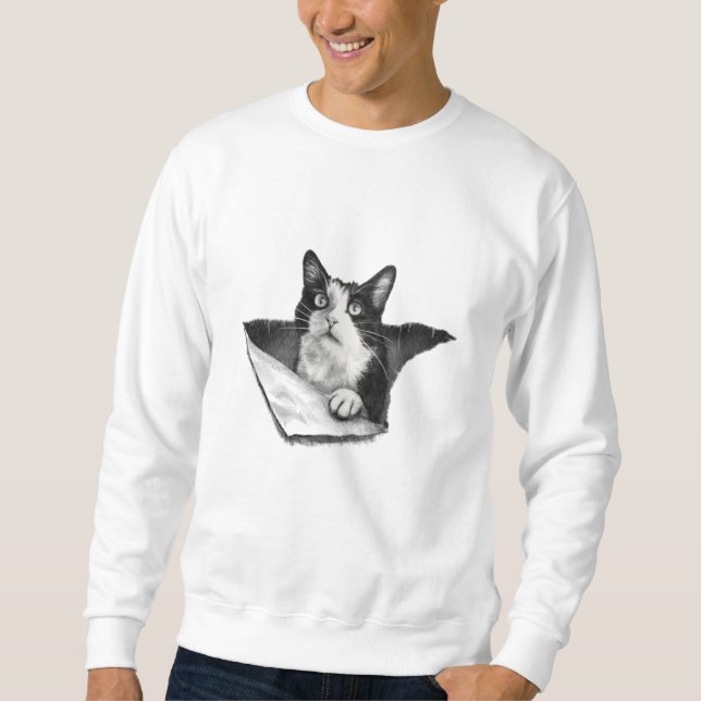 Cat Lover 3D Tuxedo Kitten Black and White Men Sweatshirt (Front)