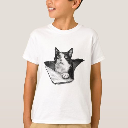 Cat Lover 3D Tuxedo Kitten Black and White Men T_Shirt