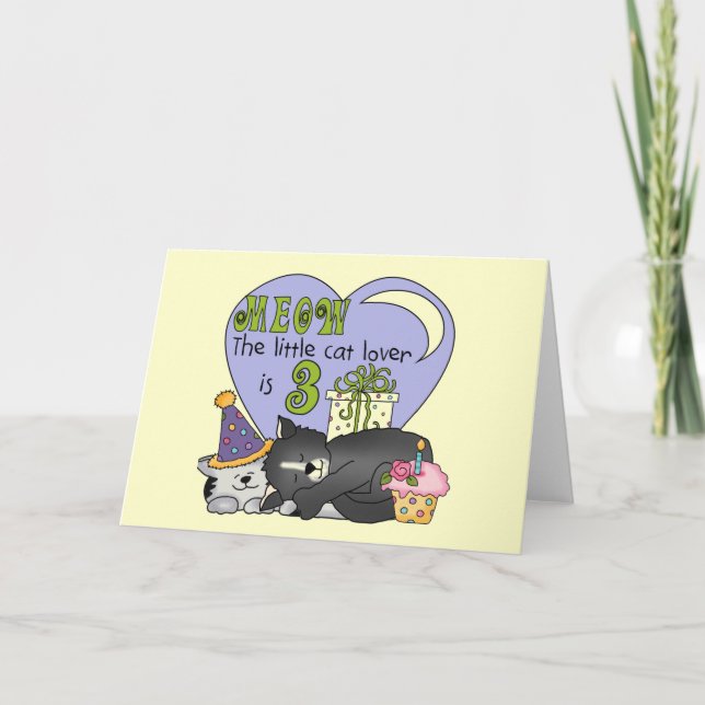 Cat Lover 3rd Birthday T shirts and Gifts Card (Front)