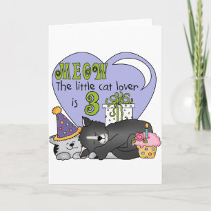 Cat Lover 3rd Birthday T shirts and Gifts Card