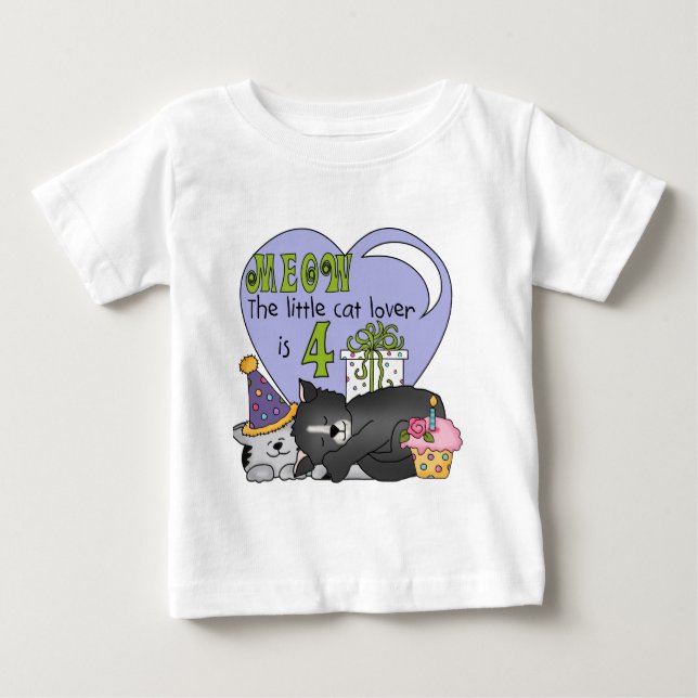 Cat Lover 4th Birthday  T-shirts and Gifts (Front)
