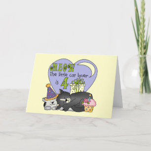 Cat Lover 4th Birthday T-shirts and Gifts Card
