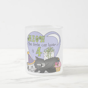 Cat Lover 4th Birthday T-shirts and Gifts Frosted Glass Coffee Mug