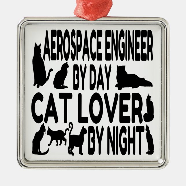 Cat Lover Aerospace Engineer Metal Ornament (Front)