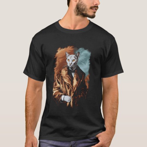 Cat Lover Apparel Funny Cat Wearing Fur Coat Cloth T-Shirt