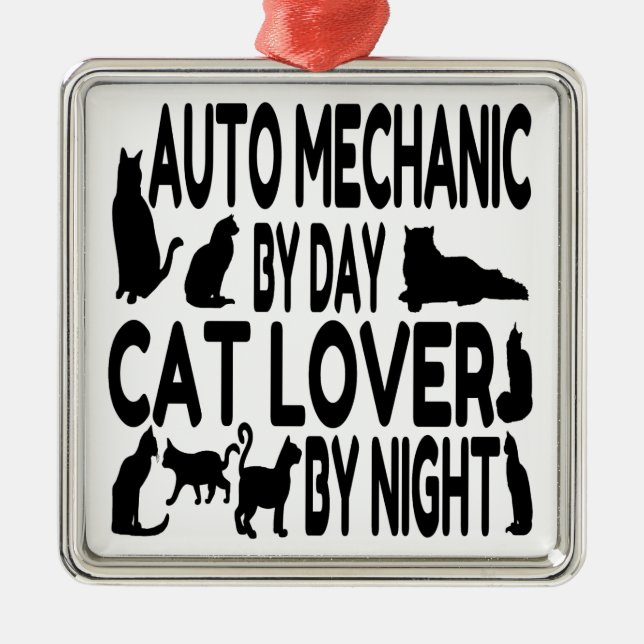 Cat Lover Auto Mechanic Metal Ornament (Front)