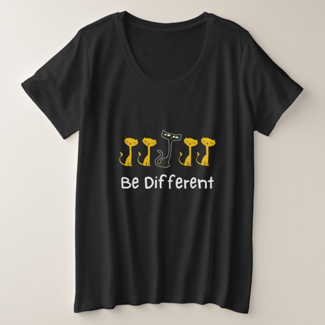 Cat Lover Be Different Plus Size T-Shirt (Design Front)