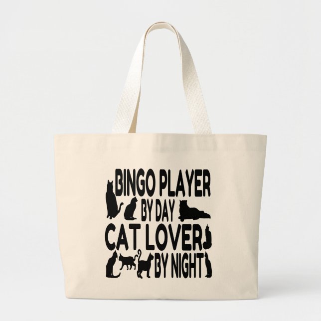 Cat Lover Bingo Player Large Tote Bag (Front)