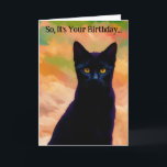 Cat Lover Black Cat Art Funny Pun Birthday Card<br><div class="desc">This charming card showcases my original artwork, which is my photograph of a young black cat, not looking too amused. I applied a colorful pop-art style to give it an artistic flair. The front of the card states, "So, It's Your Birthday... " and the inside of the card states "Don’t...</div>