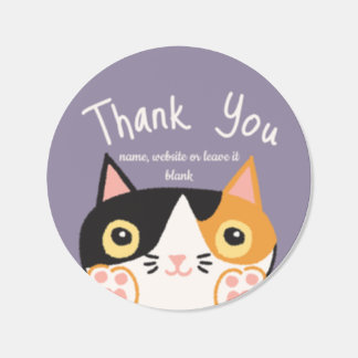 Cat Lover Calico Thank You Small Business  Classic Round Sticker