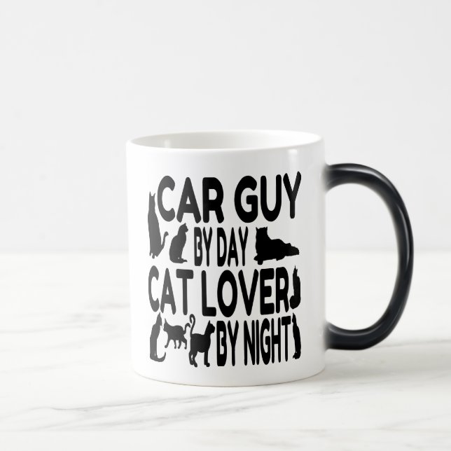 Cat Lover Car Guy Color Morph Mug (Right)