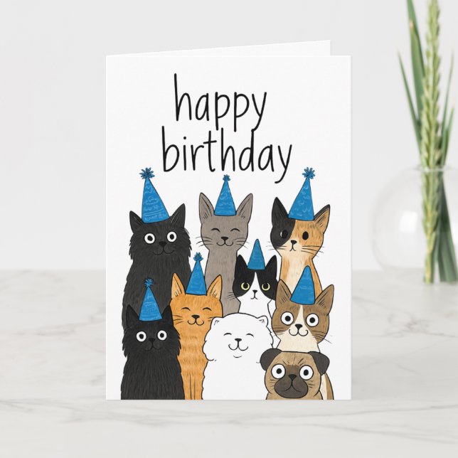 Cat Lover Cards - Cat Party Birthday Card (Front)