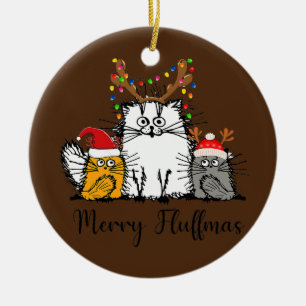 Cat Lover Cat Mom Cat Dad Xmas Christmas Merry Ceramic Ornament