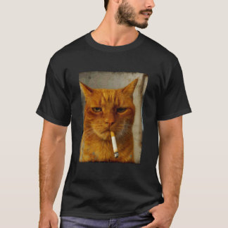 Cat Lover Cat Mom Cat Person Funny Cat Smoking Cig T-Shirt