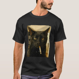 Cat Lover Cat Mom Funny Cat Meme Black Cat Smoking T-Shirt