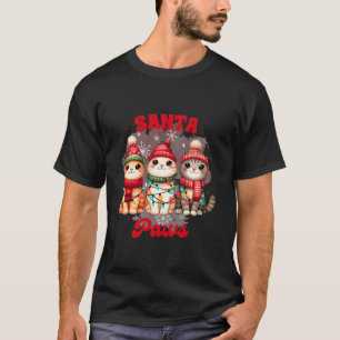Cat Lover Cat Mom Merry Christmas Xmas Vibes Santa T-Shirt