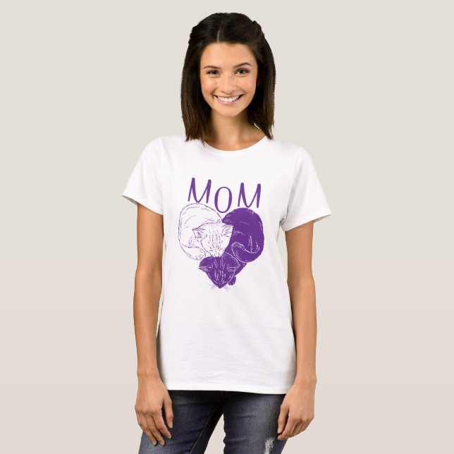 CAT LOVER  | Cat Mom Purple T-Shirt (Front Full)