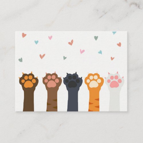 Cat Lover Cat Paw Colorful Hearts Business Card