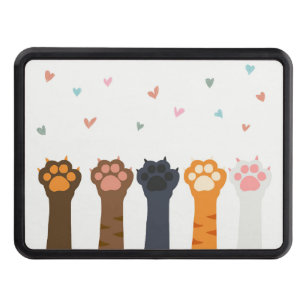 Cat Lover Cat Paw Colorful Hearts Hitch Cover