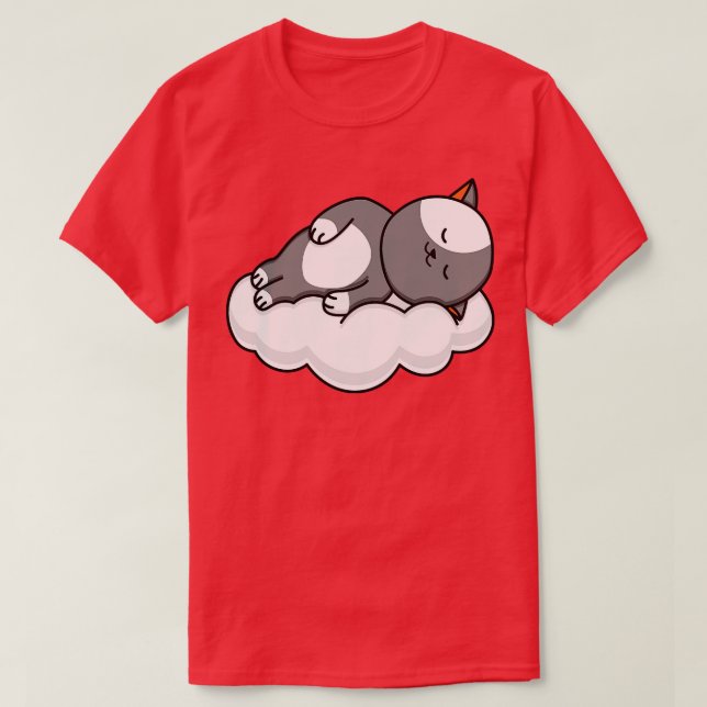 Cat Lover  Cat Sleeping On Cloud  T-Shirt (Design Front)