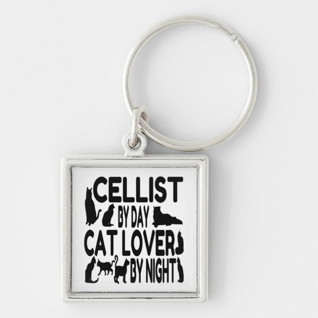 Cat Lover Cellist Keychain (Front)