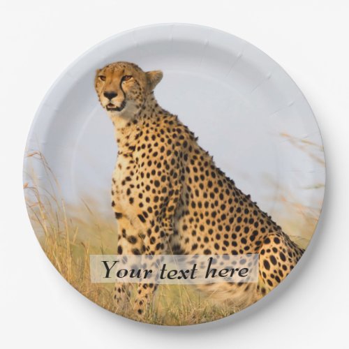 Cat lover cheetah photo personalized paper plates