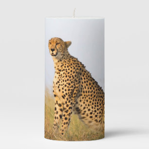 Cat lover cheetah photo pillar candle