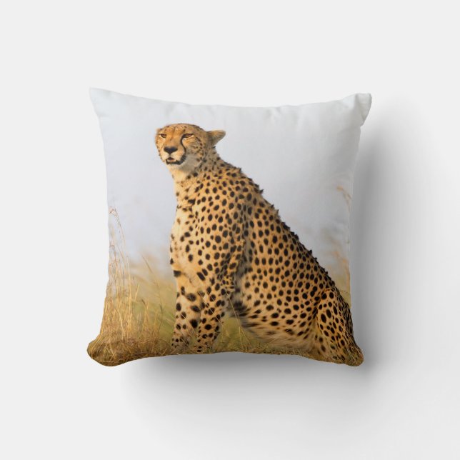 Cat lover cheetah photo throw pillow (Front)