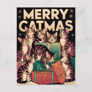 Cat Lover Christmas Funny Vintage  Postcard